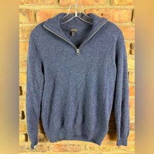 J. Crew Heathered Blue Zip-Up Sweater
